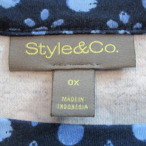 Style & Co Women's Plus Size 3/4 Sleeve Knit Top, Blue Geometric, 0X - Picture 3 of 6